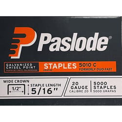 Paslode 1/2 in. W X 5/16 in. L 20 Ga. Wide Crown Staples 5000 pk