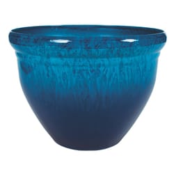 HC Companies Pizzazz 8.88 in. H X 12 in. D Polyresin Glaze Planter Admiral Blue