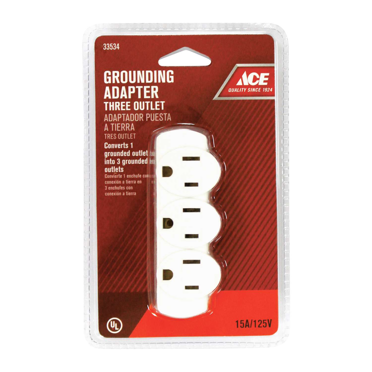 Ace Grounded 3 outlets Adapter 1 pk Ace Hardware
