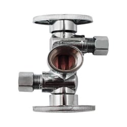 Keeney 1/4 in. FIP in. X 3/8 in. Compression Brass Dual Shut-Off Valve