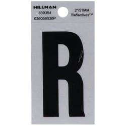 HILLMAN 2 in. Reflective Black Vinyl  Self-Adhesive Letter R 1 pc