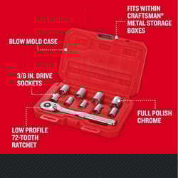 Craftsman Assorted X 3/8 in. drive Metric 6 Point Standard Socket 10 pc
