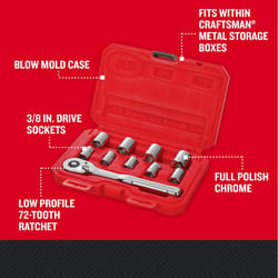 Craftsman Assorted X 3/8 in. drive Metric 6 Point Standard Socket 10 pc