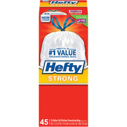 Hefty Strong 13 gal No Scent Scent Kitchen Trash Bags Drawstring 45 pk 0.9 mil