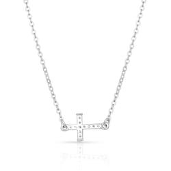 Montana Silversmiths Women's Quiet Faith Cross Silver Necklace Brass Water Resistant