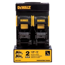 DeWalt Guaranteed Tough 1.25 in. W X 12 ft. L Black/Yellow Ratchet Strap 600 lb 2 pk