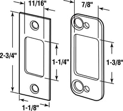 Prime-Line 2.75 in. H X 1.125 in. L Satin Nickel Steel Deadbolt Strike
