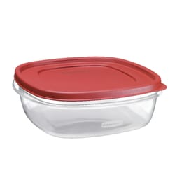 Rubbermaid Food Storage Container with Easy Find Lid, Red/Clear, 14 Cup