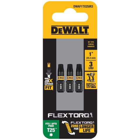 DeWalt FlexTorq Torx T25 X 1 in. L Impact Driver Bit Set Steel 3