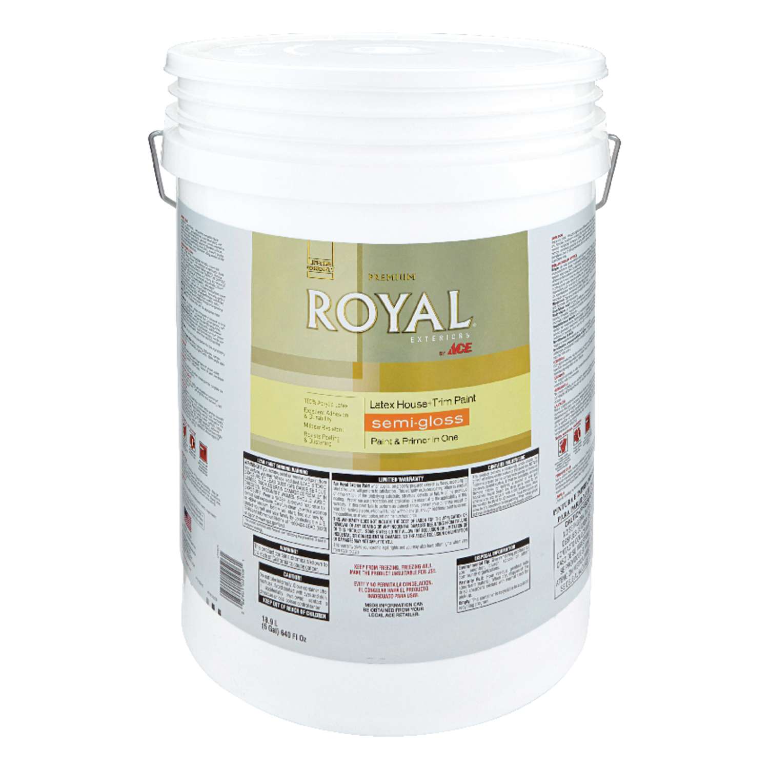 Ace Royal Semi-Gloss White Acrylic Latex House & Trim Paint & Primer 5 gal. - Ace Hardware
