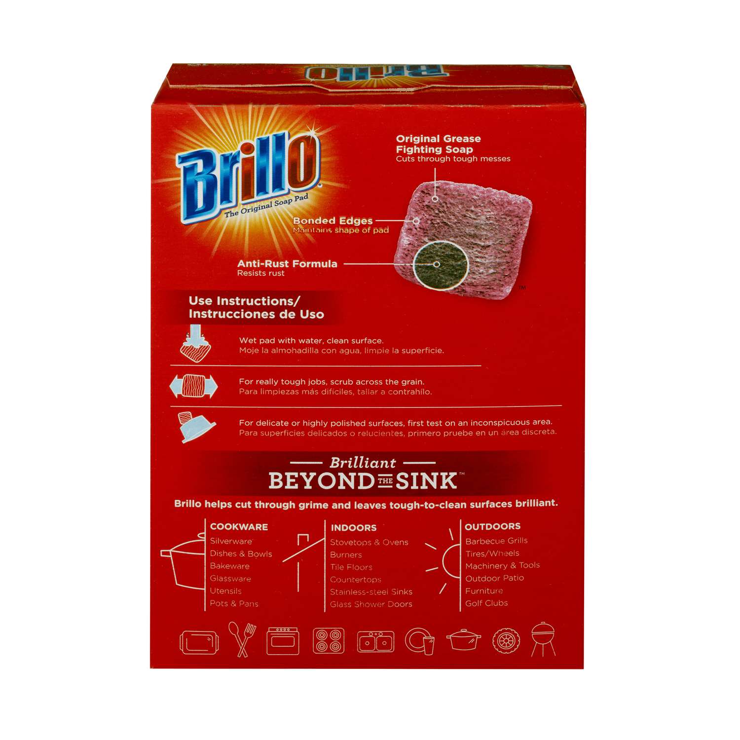 Brillo Pads Multi-Use Soap Pads For Household Cleaning Kitchen Steel Wool  Filled