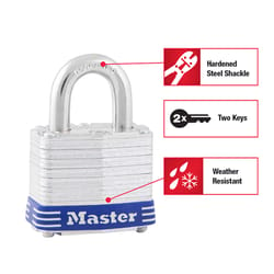 Master Lock 3D 2 25/64 in. H X 1-9/16 in. W Laminated Steel 4-Pin Cylinder Padlock