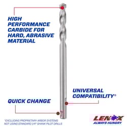 Lenox 108 mm Carbide Tipped 4-1/4 in. L X 1/4 in. D Hole Saw Pilot Bit