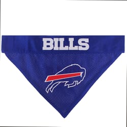 Pets First Blue/White Buffalo Bills Cotton/Nylon Dog Collar Bandana Large/X-Large