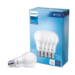 Philips A19 E26 (Medium) LED Bulb Daylight 100 Watt Equivalence 4 pk