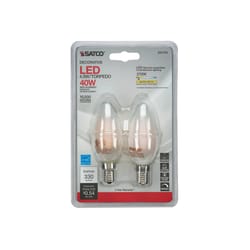 Satco . B11 E12 (Candelabra) Filament LED Bulb Warm White 40 Watt Equivalence 2 pk