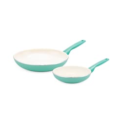 GreenPan Rio Ceramic Coated Aluminum Fry Pan Set Turquoise