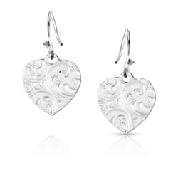 Montana Silversmiths Women's Chiseled Heart Heart Silver Earrings Brass Water Resistant