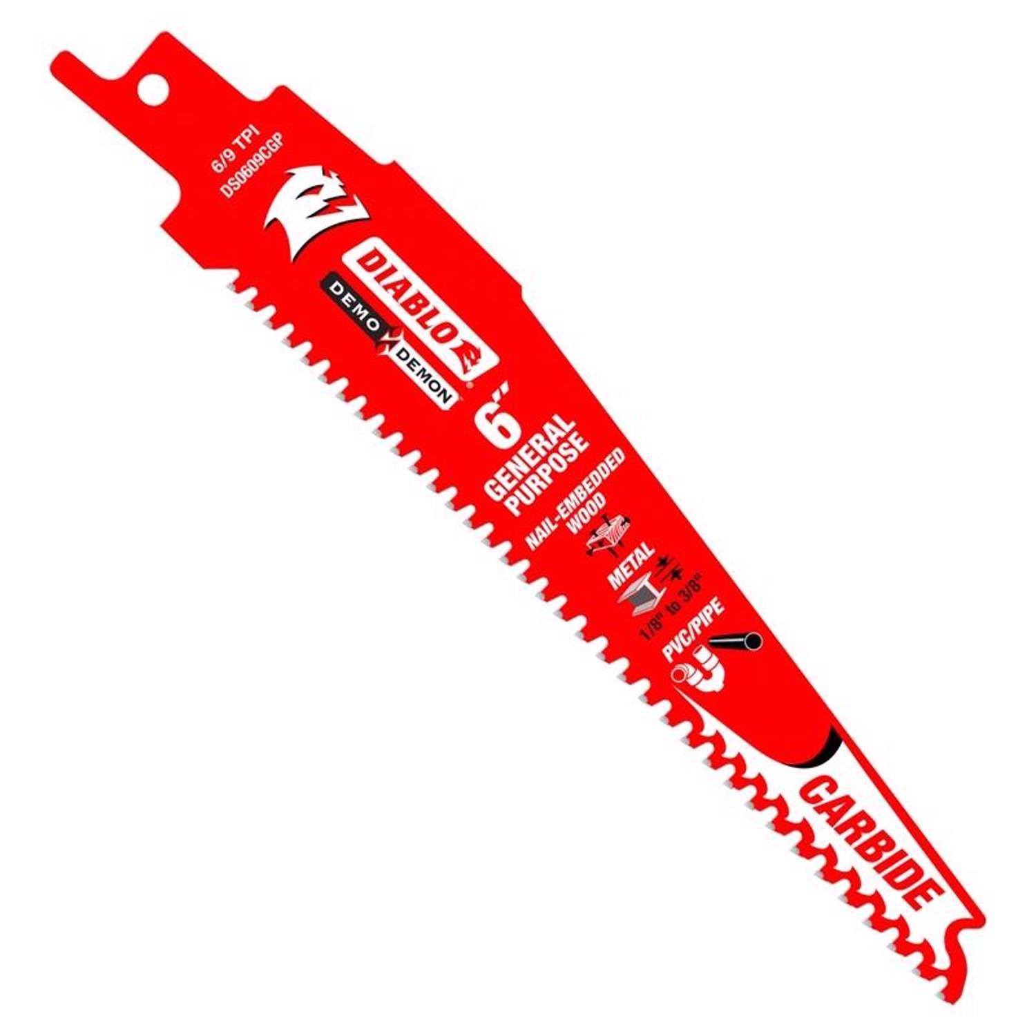 Diablo Demo Demon 6 in. Carbide Tipped General Purpose Reciprocating Saw Blade 6/9 TPI 10 pk Sansujyuku sansujyuku.com