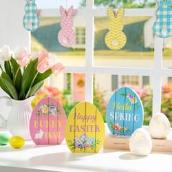 Glitzhome Easter Egg Table Decor MDF 3 pc