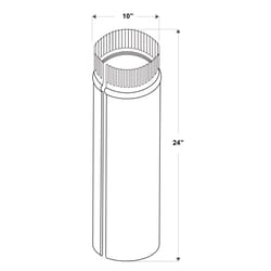 Imperial 10 in. D X 24 in. L Galvanized Steel Furnace Pipe