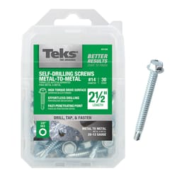 Teks No. 14 in. X 2-1/2 in. L Hex Hex Washer Head Sheet Metal Screws 30 pk