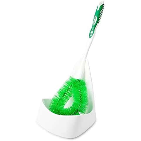 Toilet Bowl Brush with Rim Cleaner and Holder Set Hard Bristle