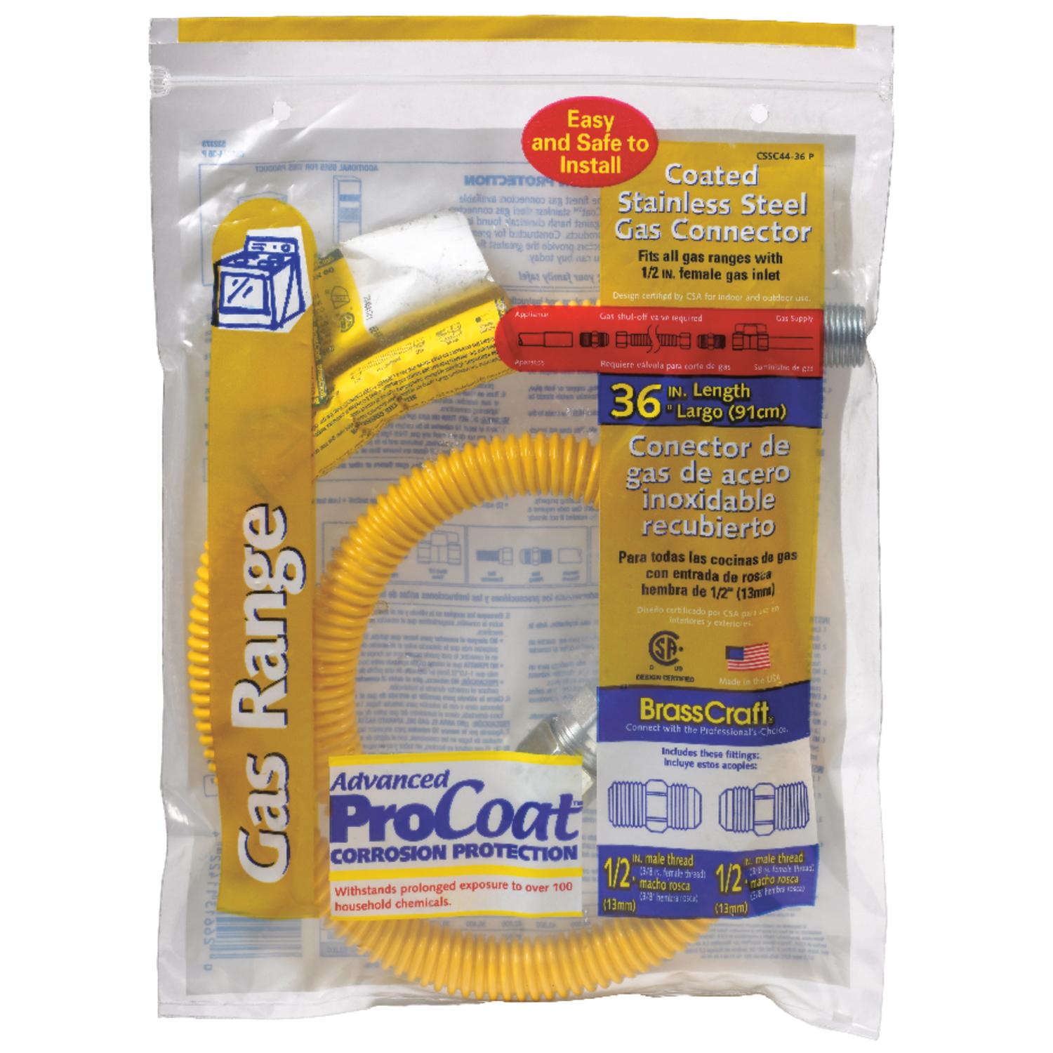 eastman 1/2 in. mip x 1/2 in. d mip 36 in. stainless steel gas connector