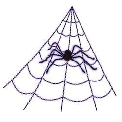 Celebrations Orange/Purple 400 ct LED Prelit Giant Web With Spider Hanging Decor