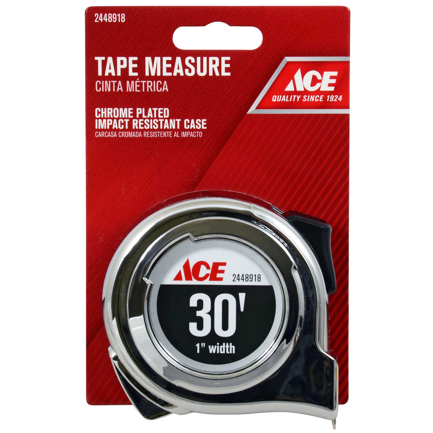 Ace 30 ft. L x 1 in. W Tape Measure Chrome 1 pk Ace Hardware