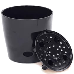 Bamboo Blooms 7 in. D Bamboo Flower Pot Black