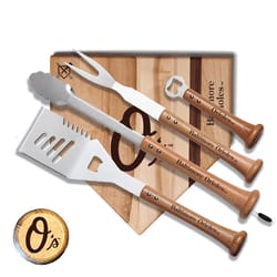 Baseball BBQ MLB Stainless Steel Natural Grill Tool Set 1 pk