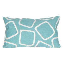 Liora Manne Visions I Aqua Squares Polyester Throw Pillow 12 in. H X 2 in. W X 20 in. L