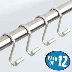 iDesign Satin Nickel Silver Steel Shower Curtain Rings 12 pk