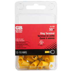 Gardner Bender 12-10 Ga. Insulated Wire Ring Terminal Yellow 50 pk