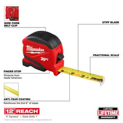 Milwaukee 30 ft. L X 1.65 in. W Compact Tape Measure 1 pk