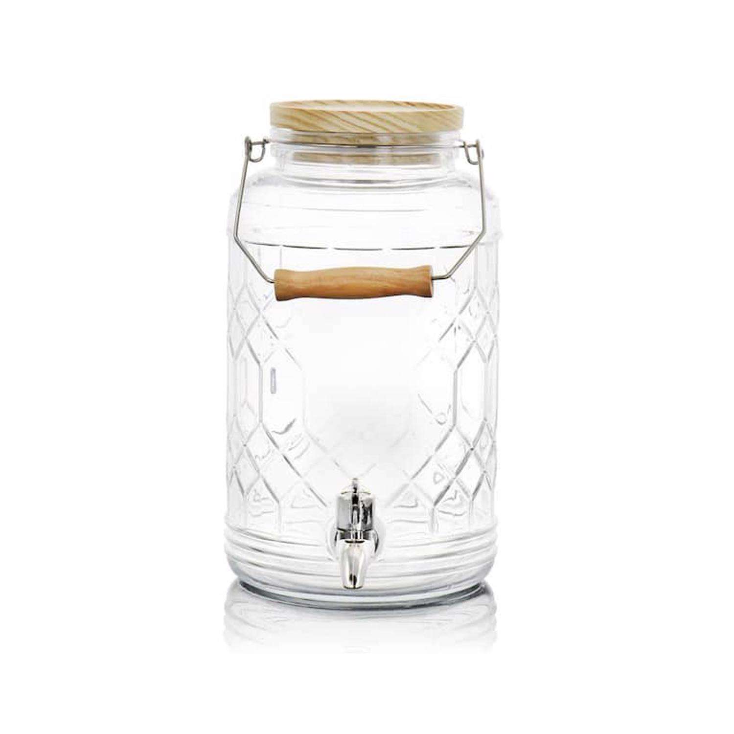 1pc Bamboo Lid Glass Tea Storage Jar, Kitchen Food Storage Container, Glass  Granule Canister