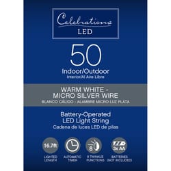 Celebrations LED Micro Dot/Fairy Clear/Warm White 50 ct String Christmas Lights 16.3 ft.