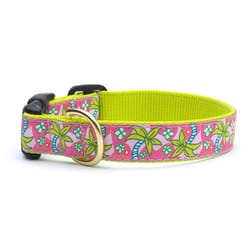 Up Country Pink Palms Nylon Dog Collar Medium