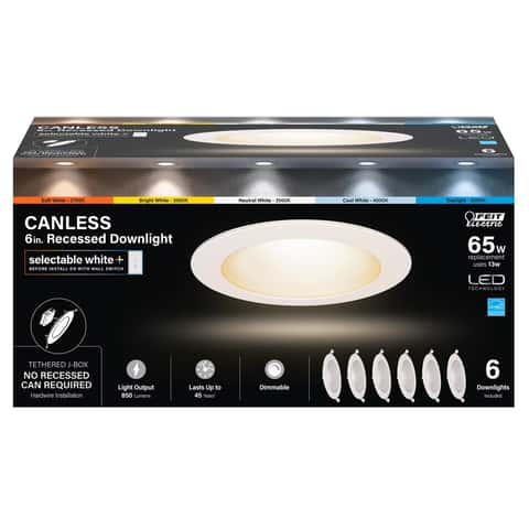 Feit LED Retrofits White 7.1 in. W LED Canless Recessed Downlight 13 W ...