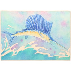 Olivia's Home 22 in. W X 32 in. L Multicolored Splashing Sailfish Polyester Accent Rug