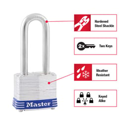 Master Lock 1-9/16 in. W Steel Pin Tumbler Exterior Padlock