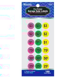 Bazic Products 3/4 in. H X 3/4 in. W Round Assorted Garage Sale Label 180 pk