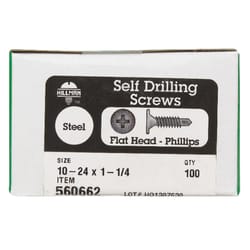 HILLMAN No. 10 X 1-1/4 in. L Phillips Wafer Head Self-Drilling Screws 100 pk