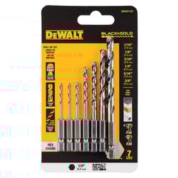 DeWalt Black & Gold High Speed Steel Impact Ready Drill Bit Set Hex Shank 7 pc