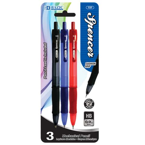 Bazic Spencer Red Retractable Pen W / Cushion Grip (4 / Pack)