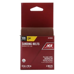 Ace 18 in. L X 3 in. W Aluminum Oxide Sanding Belt 120 Grit Fine 2 pc