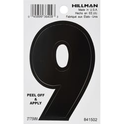 HILLMAN 3 in. Black Vinyl Self-Adhesive Number 9 1 pc