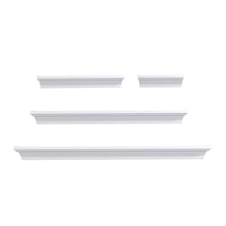 Melannco 5.12 in. H X 4.33 in. L White Wood Ledge Shelf Set