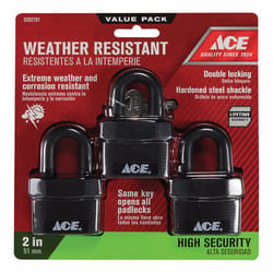 Ace 1-5/8 in. H X 1-3/4 in. W X 1-1/8 in. L Steel Double Locking Padlock Keyed Alike